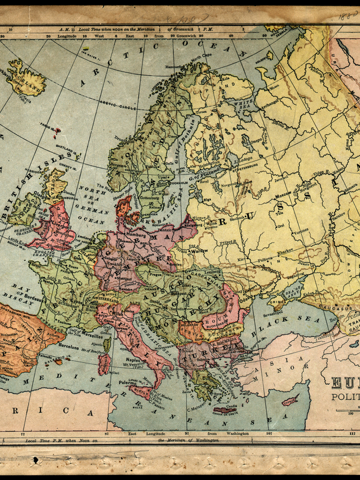 Gammelt kart over Europa.