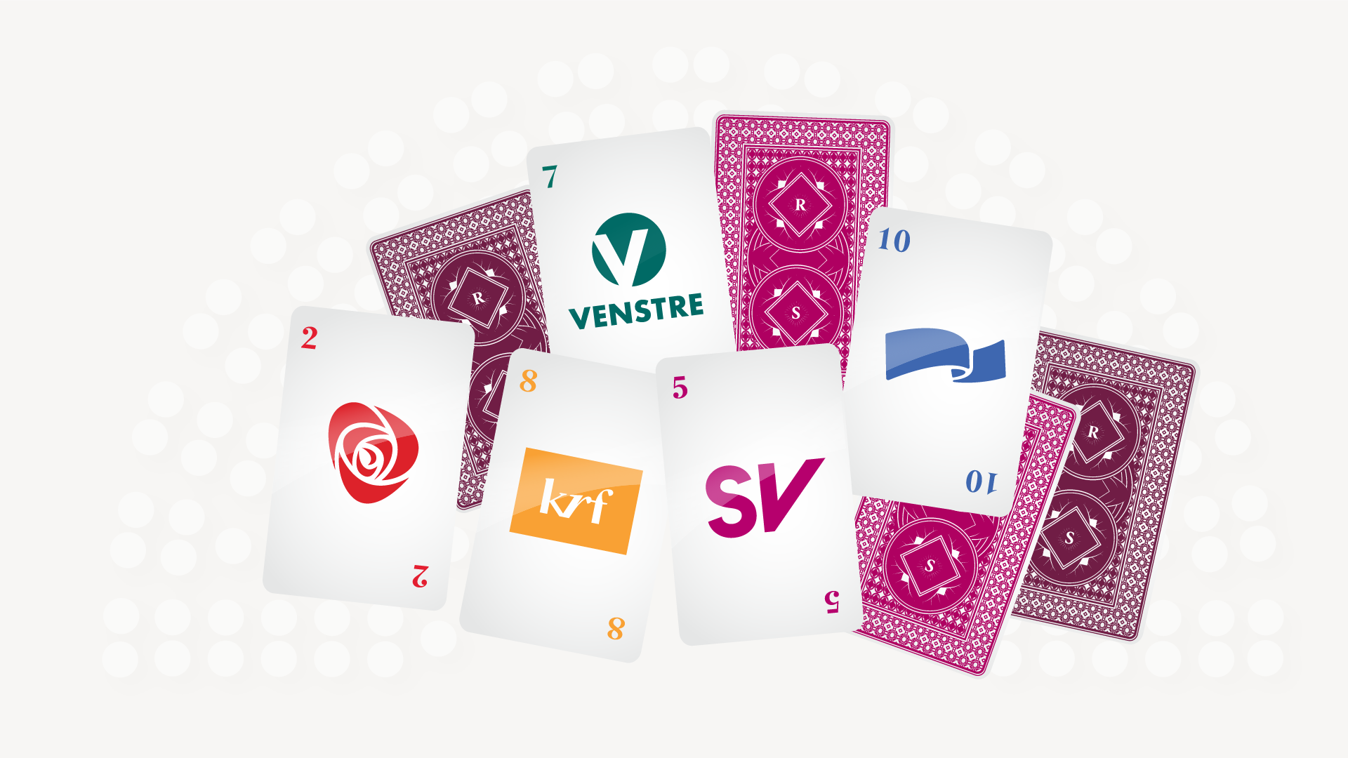 Kortstokk med partilogoer.