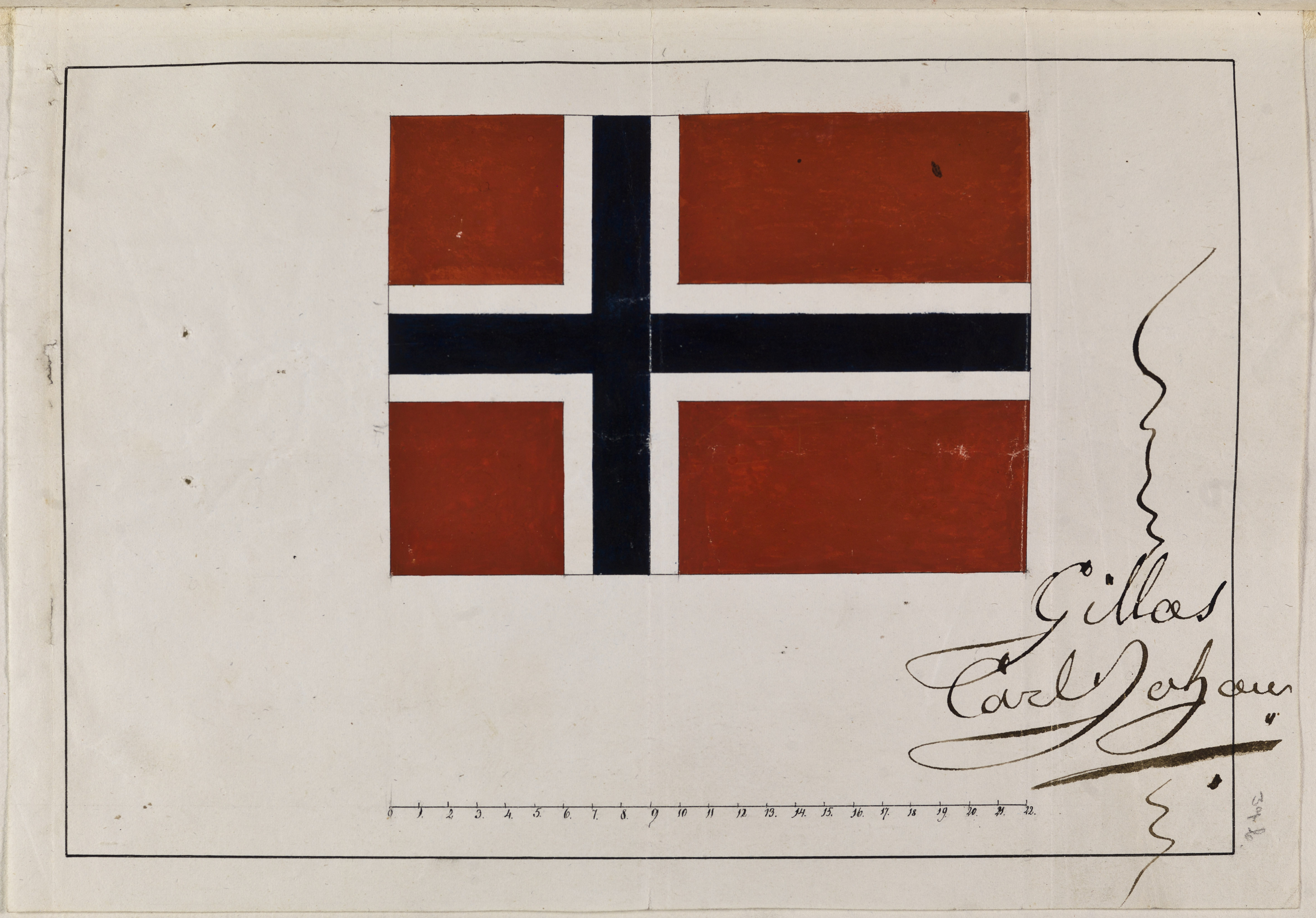 Et papir med et norsk flagg og teksten Gillas.