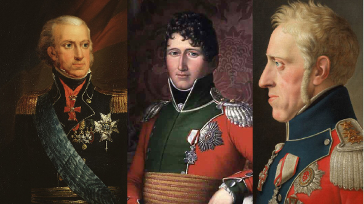 Portretter av de tre kongene Carl XIII, Christian Frederik og Frederik VI