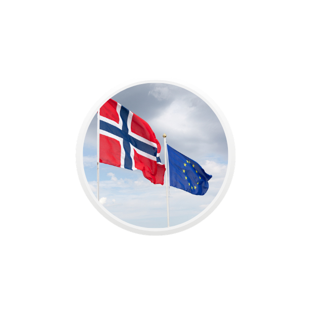Norsk flagg og EU-flagg