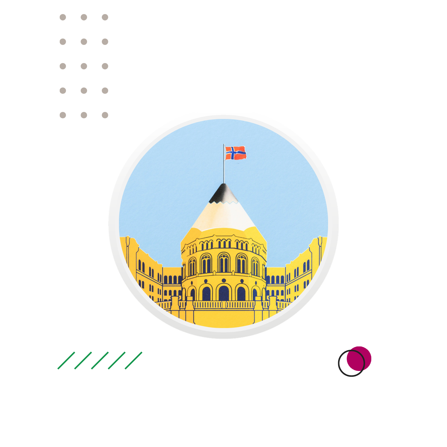 Karikaturtegning av stortingsbygningen hvor en blyant utgjør taket.