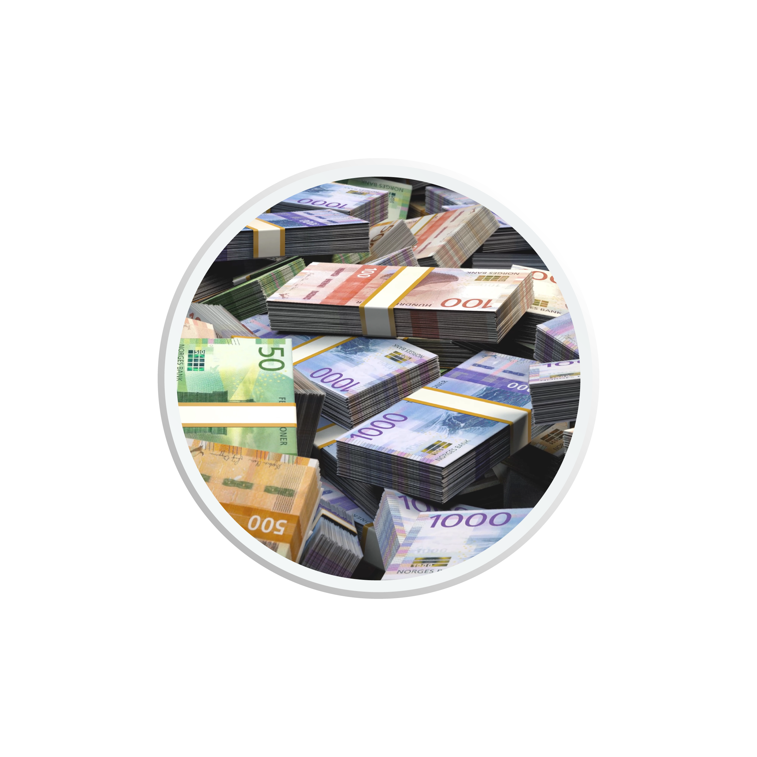 En stor bunke med pengesedler.