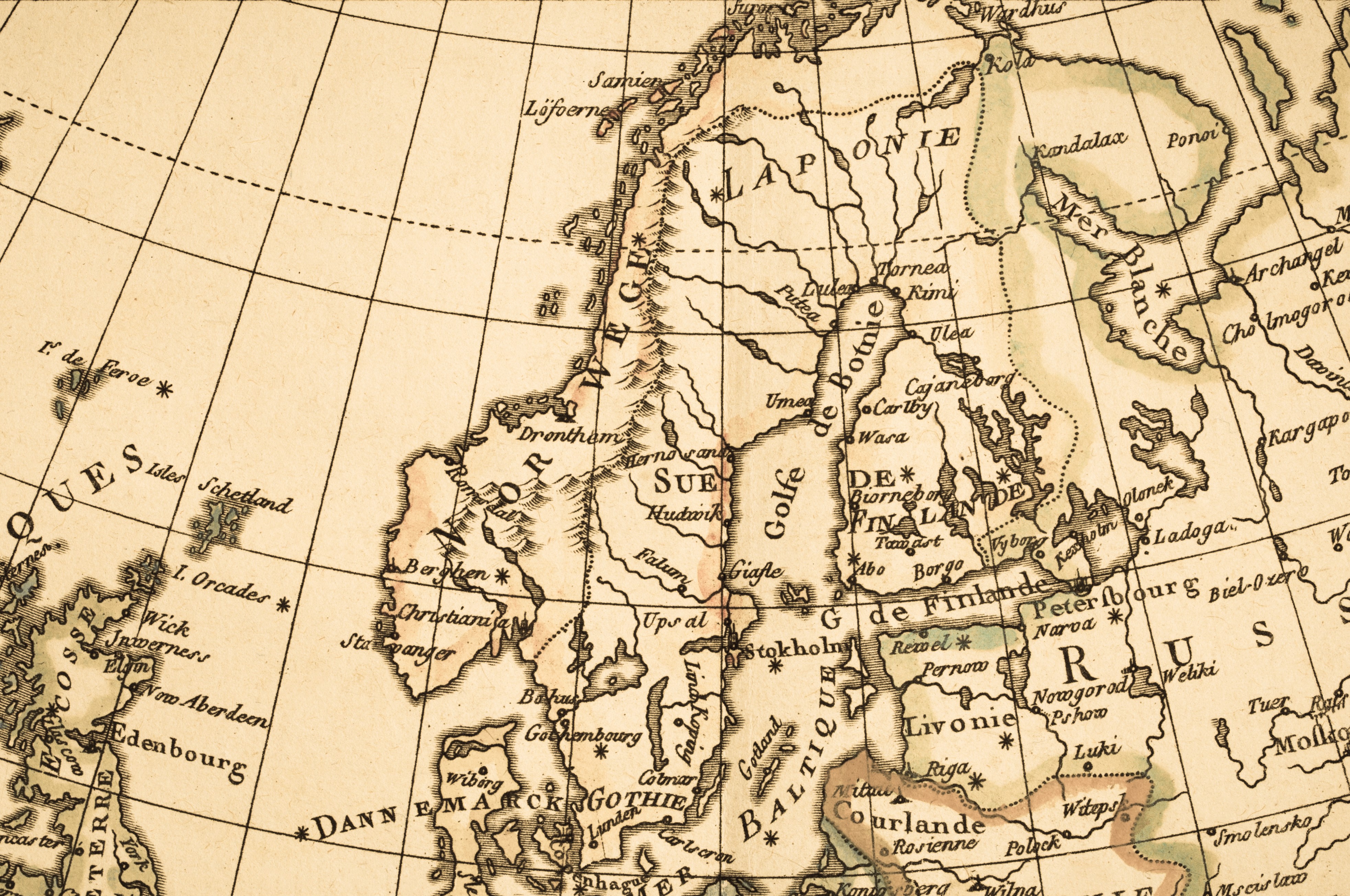 Gammelt kart over Skandinavia.