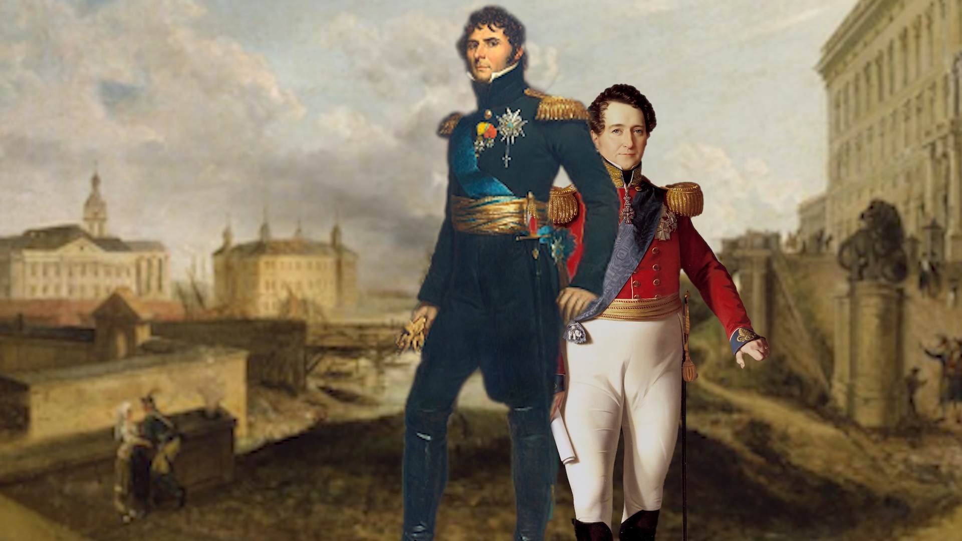 Utklipp av maleri av Christian Fredrik og Carl Johan