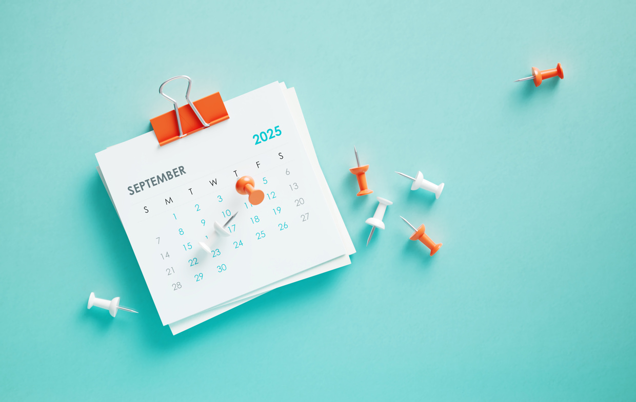 Kalender som viser september 2025.