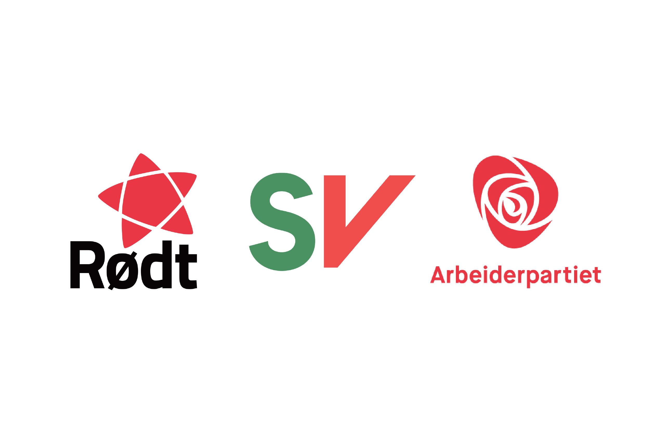 Partilogoene til Rødt, SV og Arbeiderpartiet