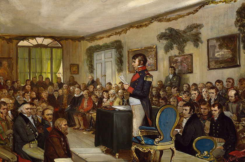 Skisse av maleriet Eidsvold 1814.