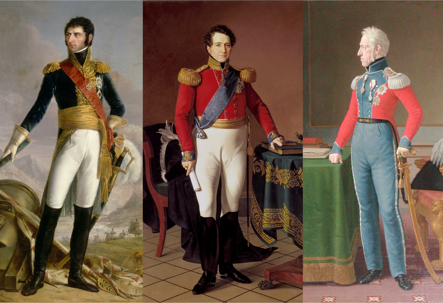 Portrettbilder av Karl Johan, Christian Frederik, Frederik 6.