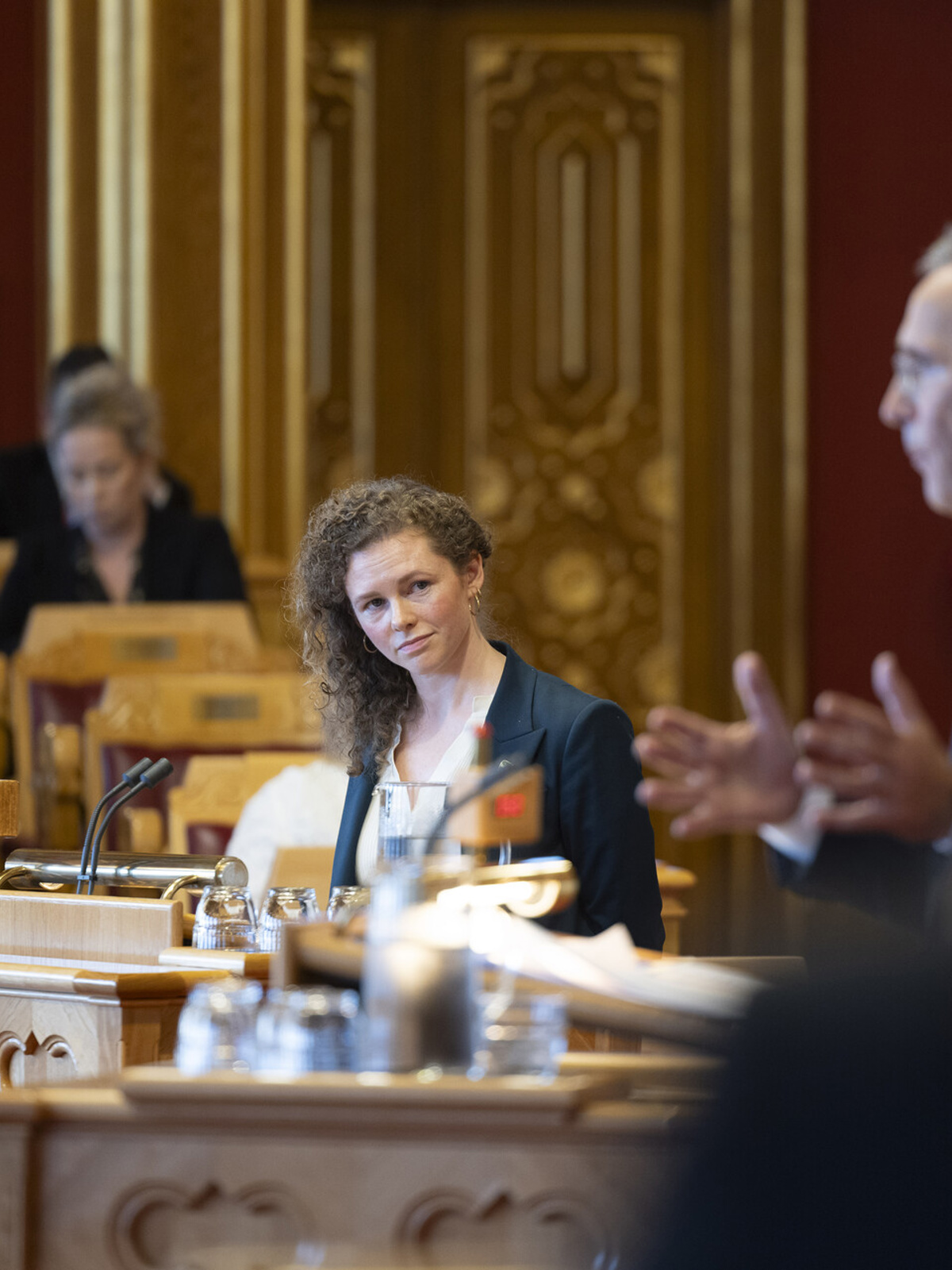 Debatt i stortingssalen mellom Liland og Stoltenberg.