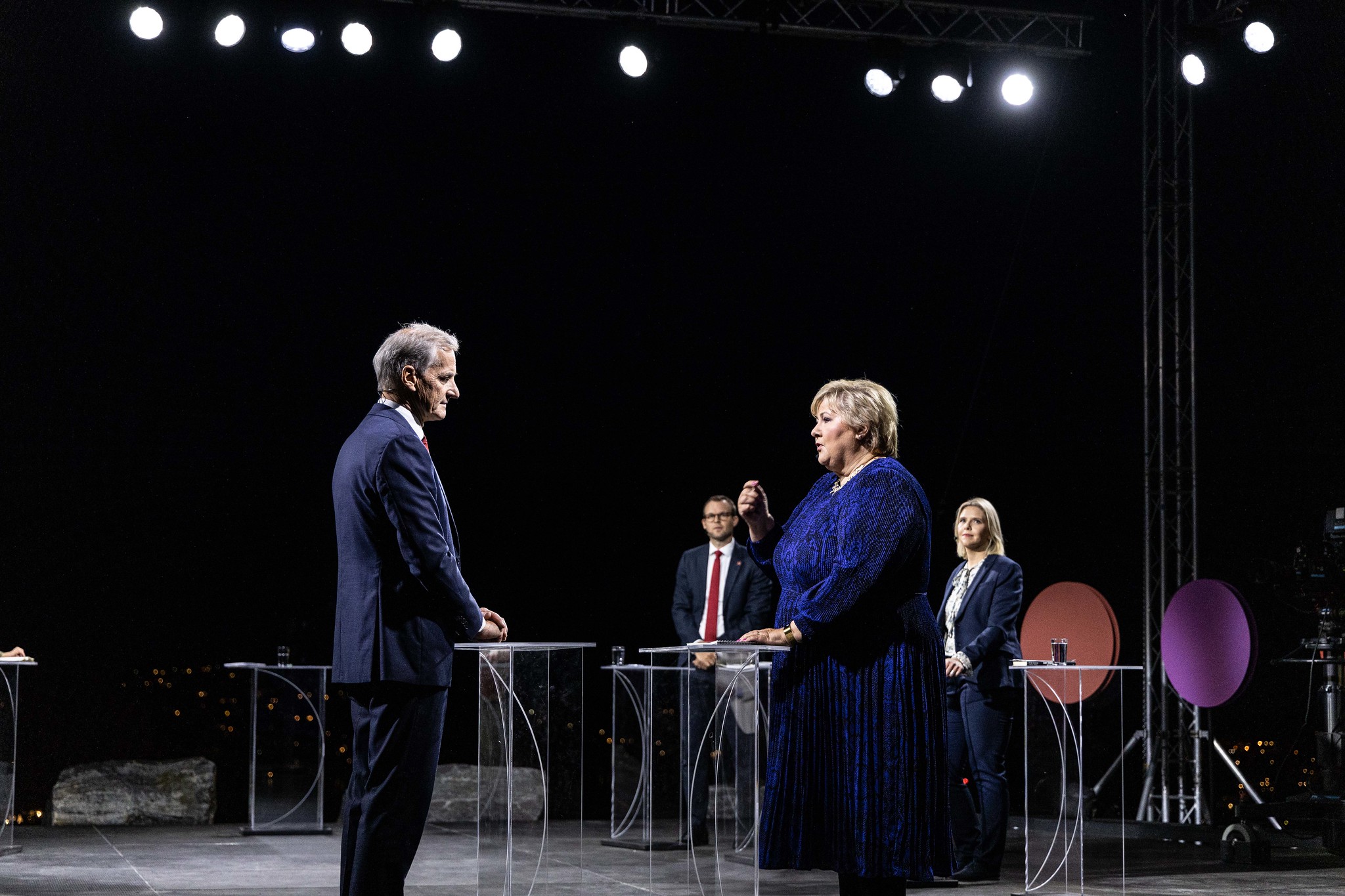 Jonas Gahr Støre og Erna Solberg i debatt