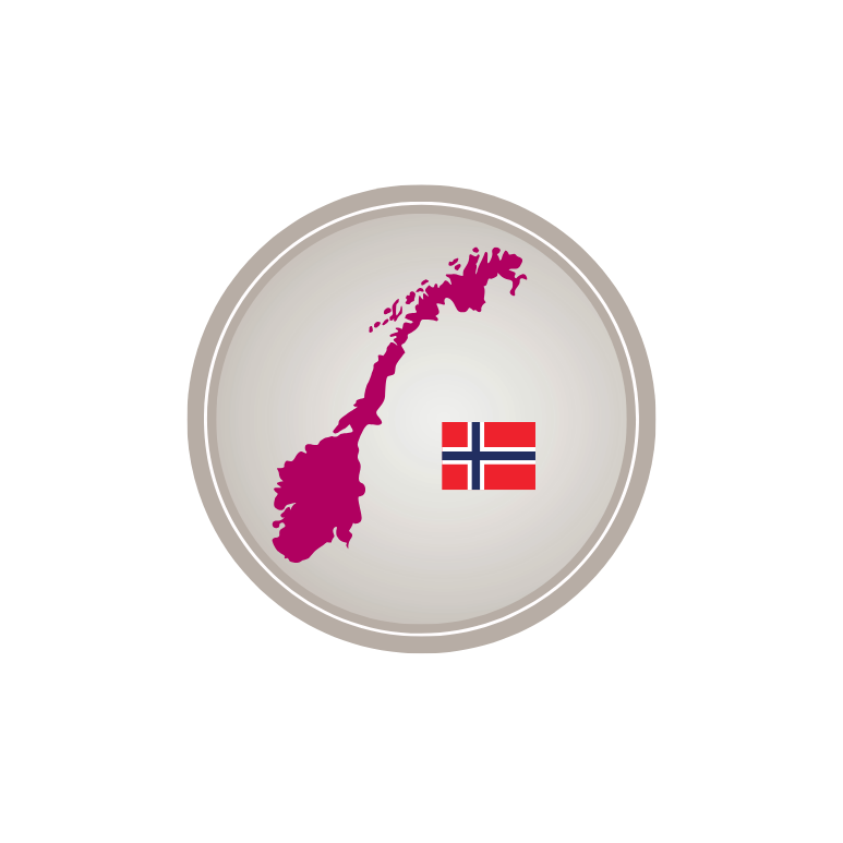 Norgeskart med det norske flagget ved siden av