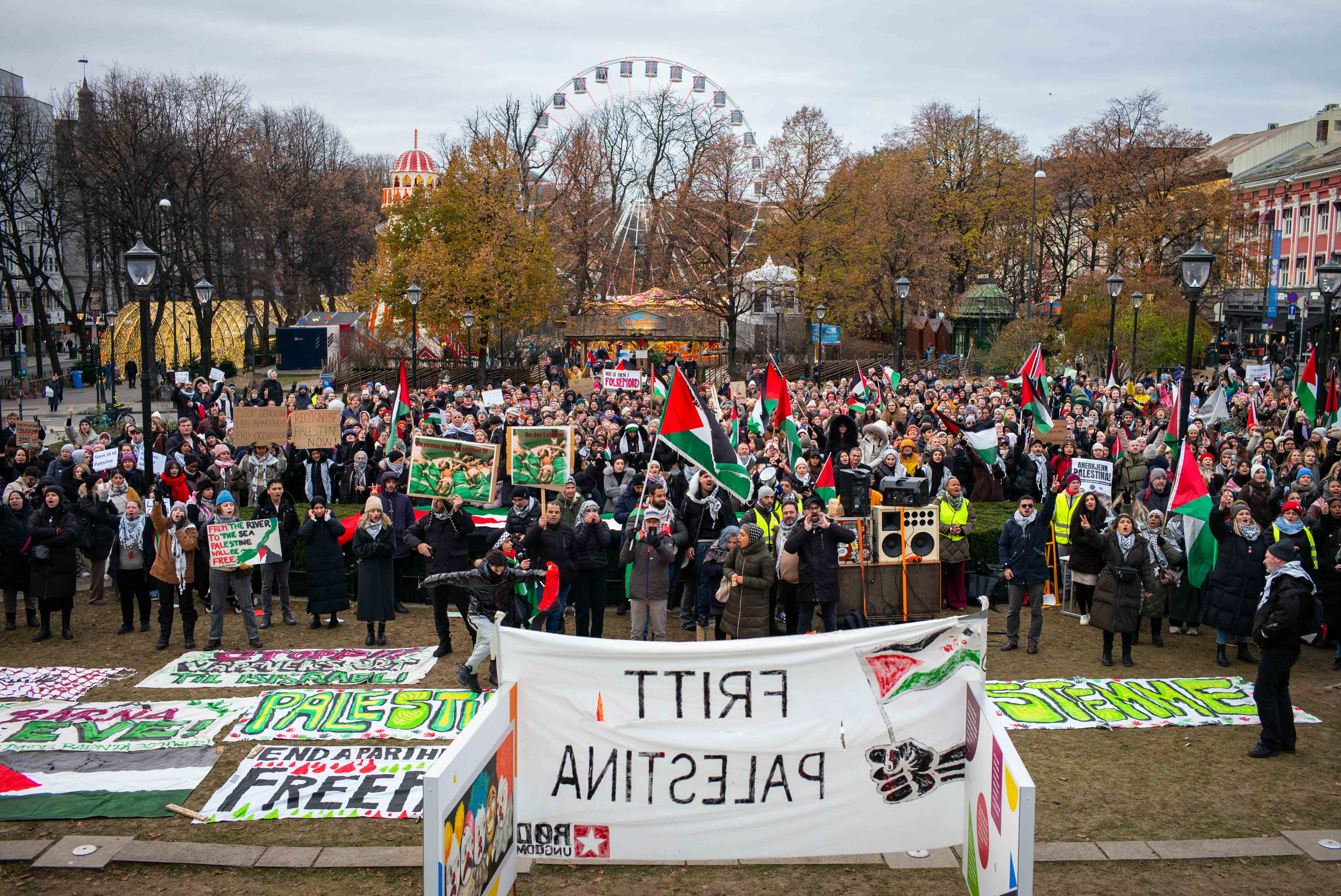 Stor demonstrasjon utenfor Stortinget.